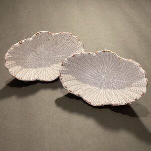 Mudpies White Textured Ceramic Shell Dishes - Set of 2
